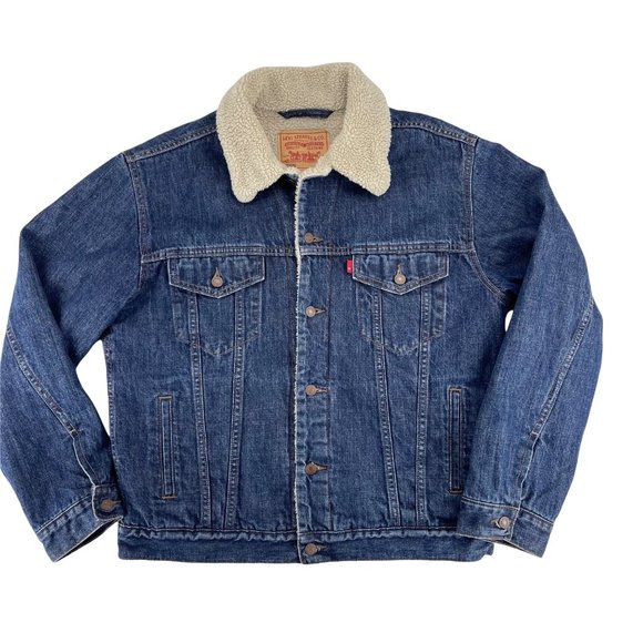 Levi’s Men’s Sherpa Jean Jacket Sz Large Blue Trucker Type 3 Men’s Medium Wash